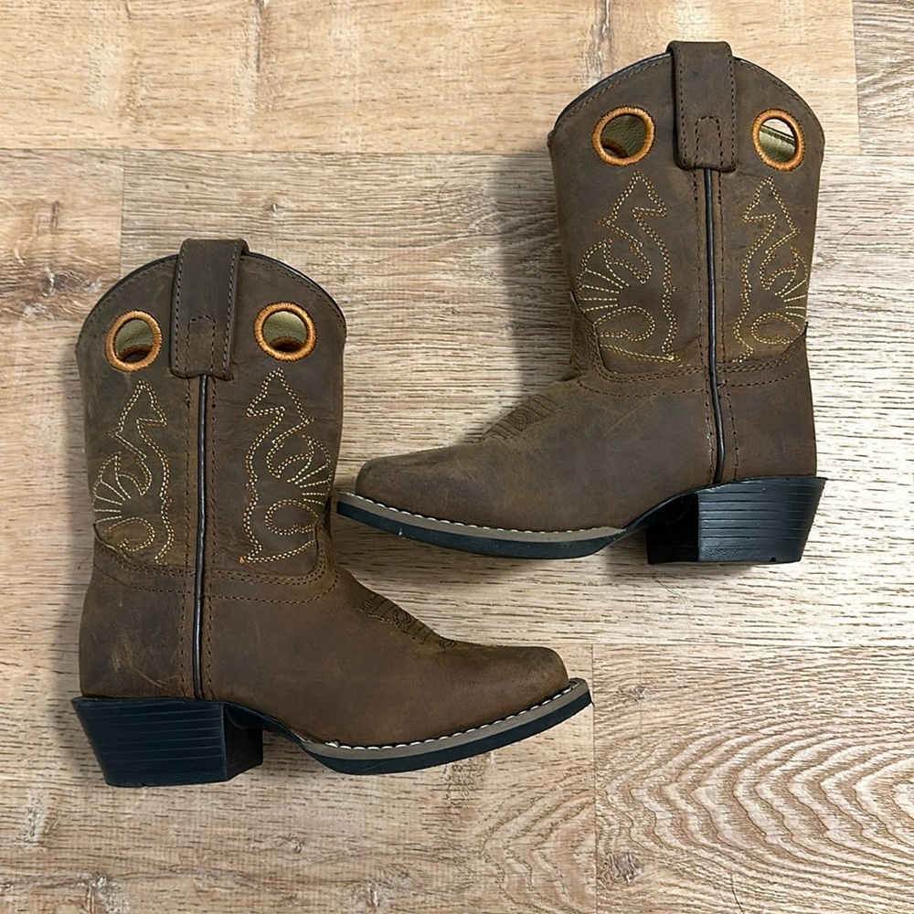 Kids Brown Pull-On Western Boots